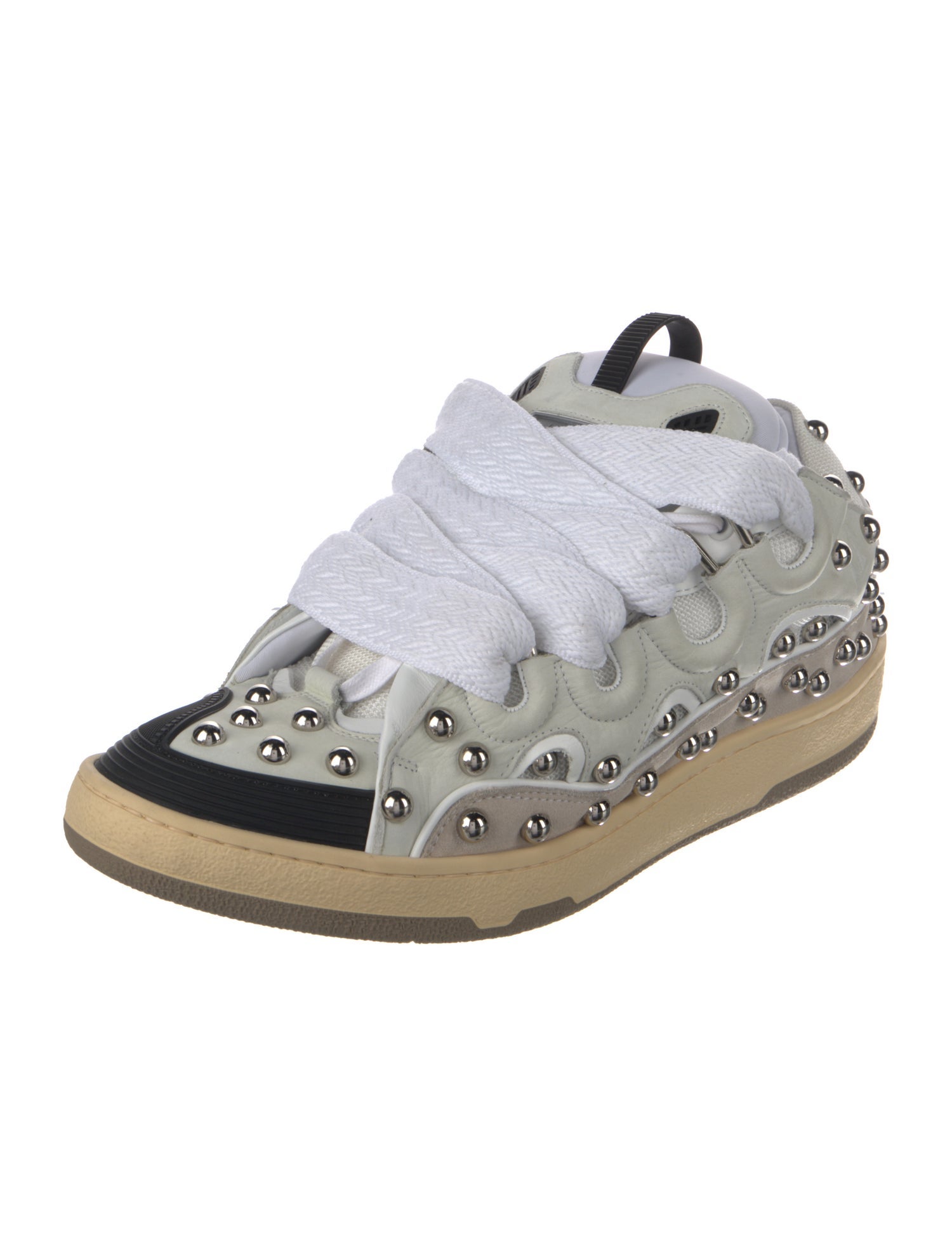 Lanvin Leather Colorblock Pattern Sneakers