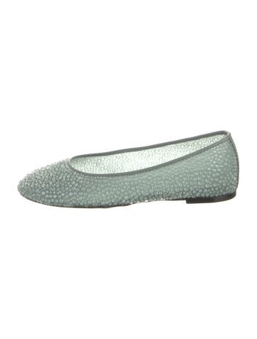 Pre-owned Lanvin Crystal Embellishments Ballet Flats In Green