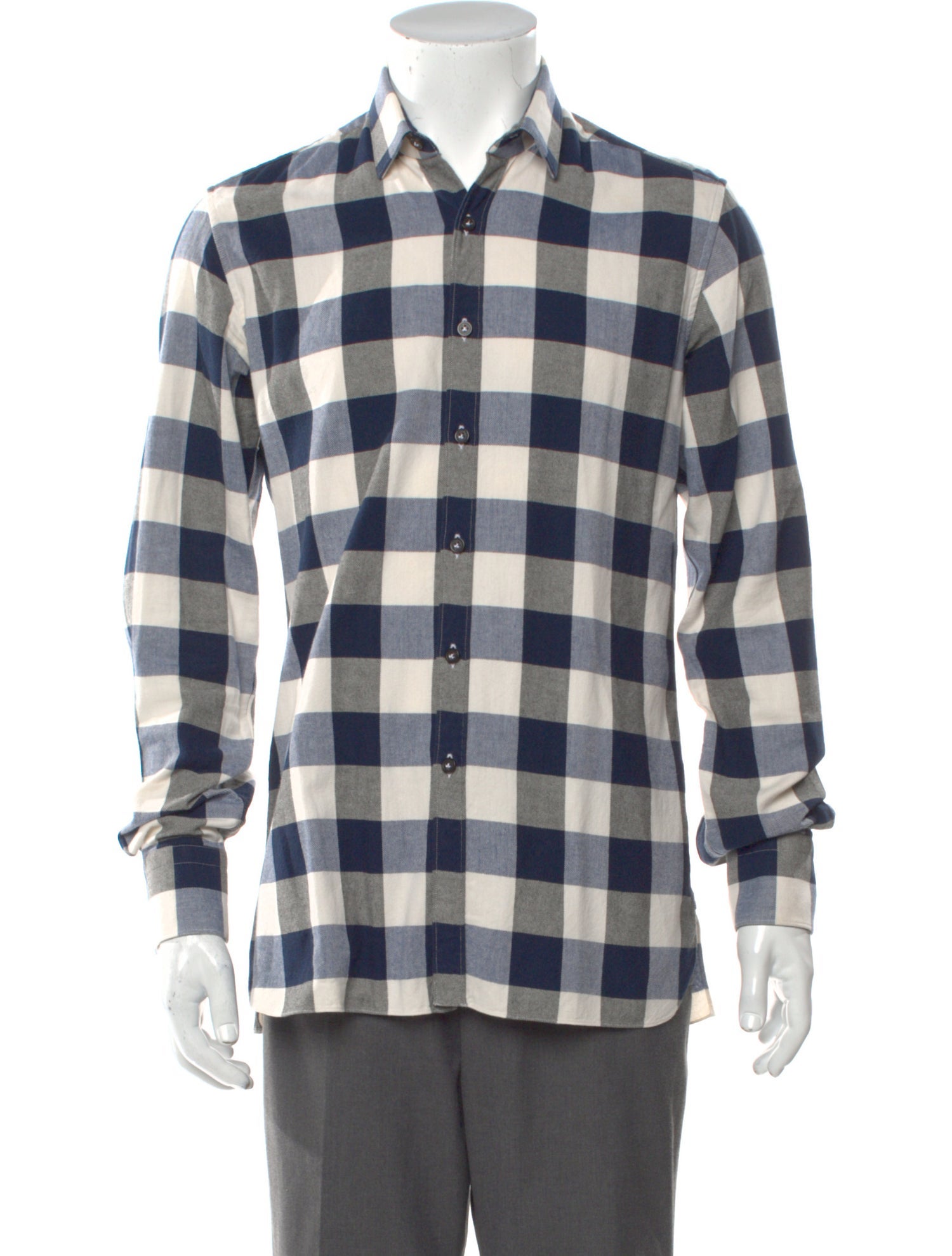 Lanvin Plaid Print Long Sleeve Shirt