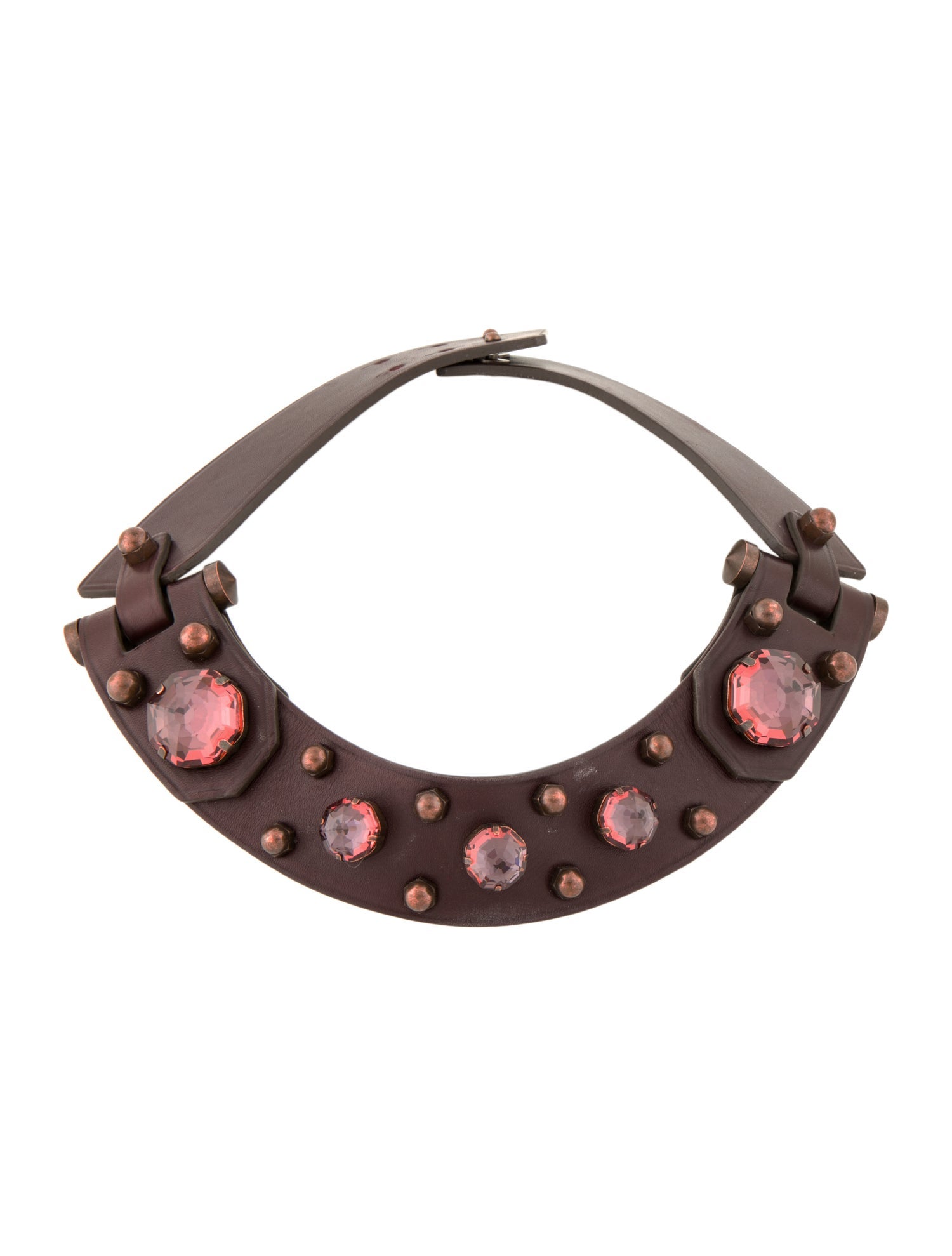 Lanvin Crystal & Leather Collar Necklace