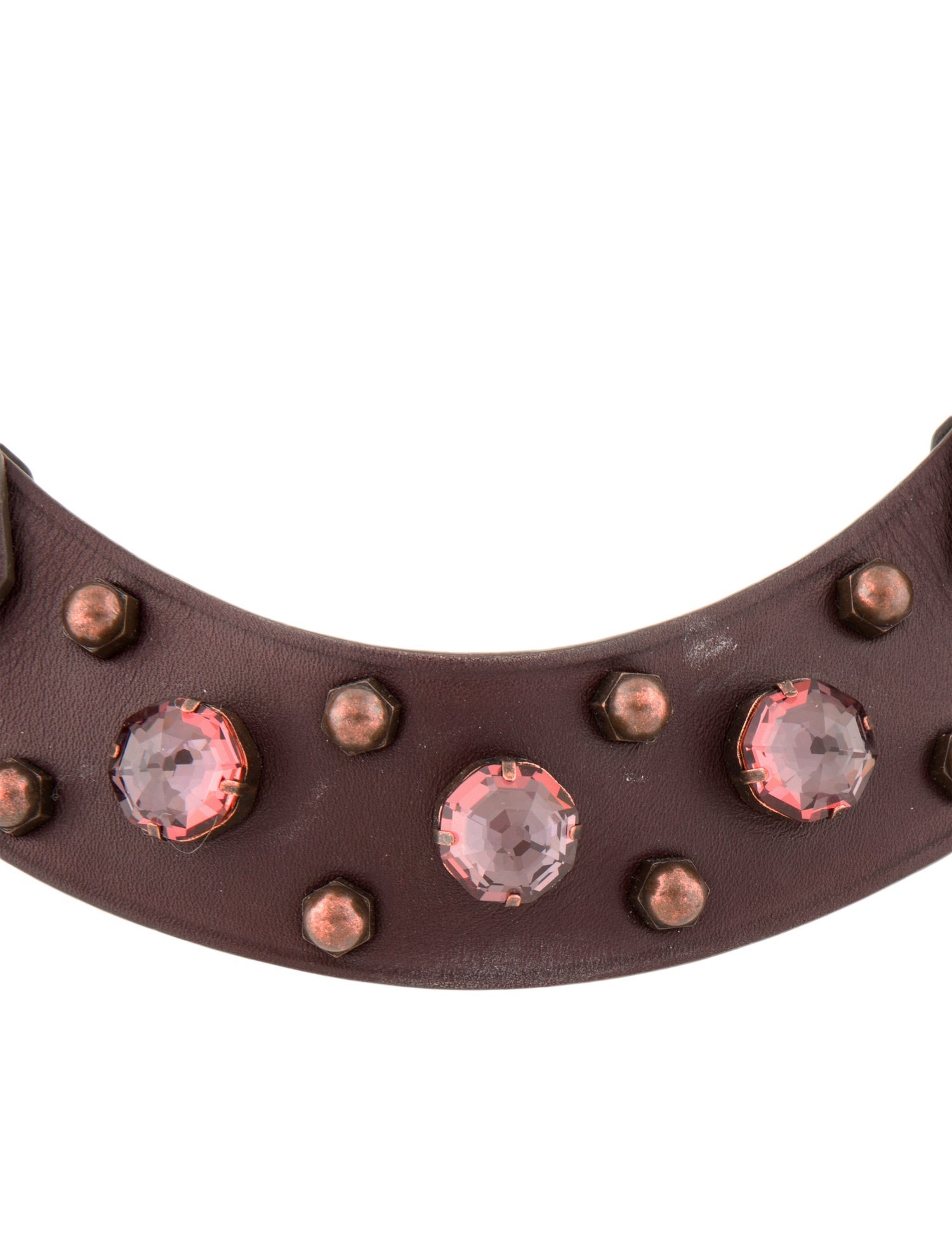 Lanvin Crystal & Leather Collar Necklace