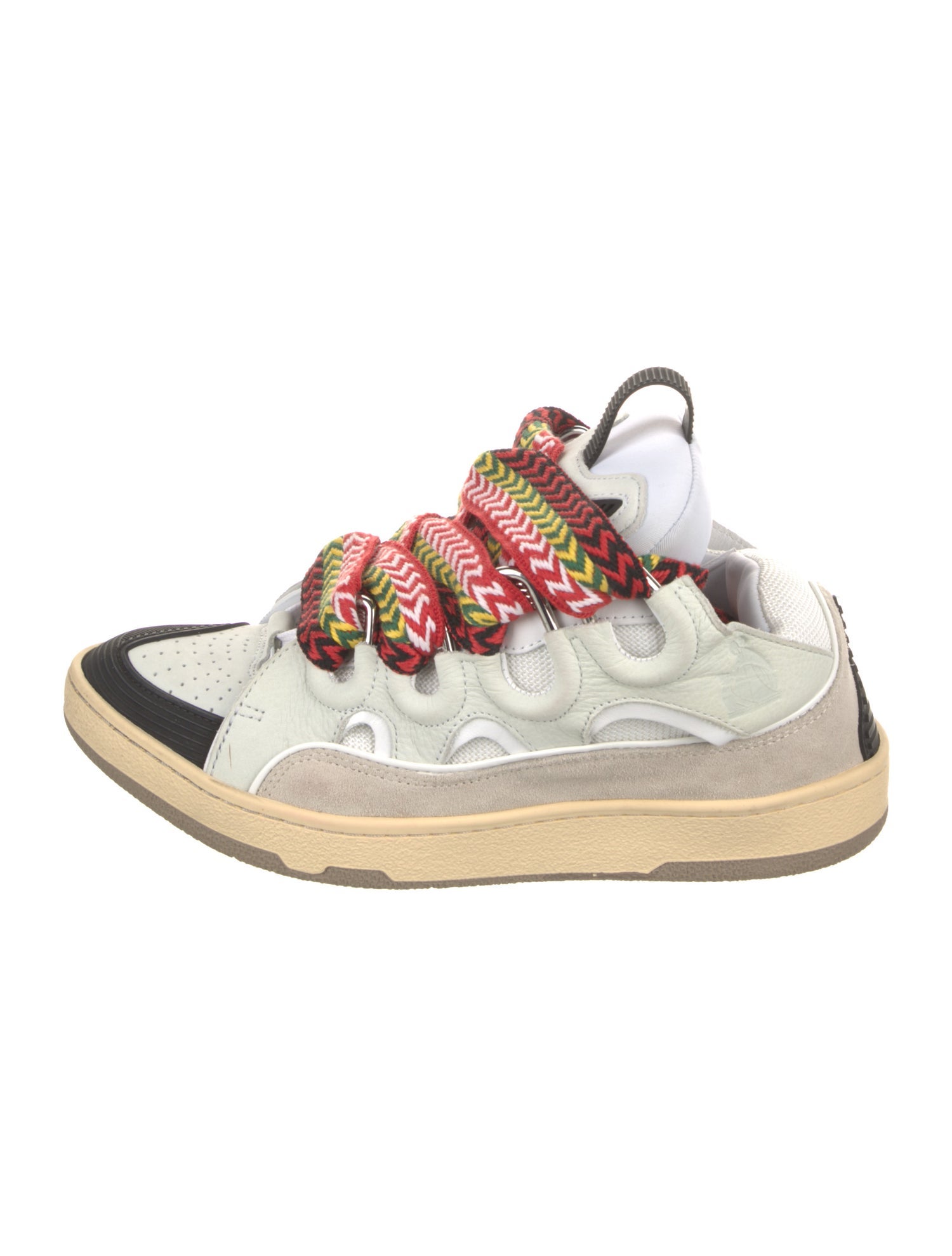 Lanvin Leather Colorblock Pattern Sneakers