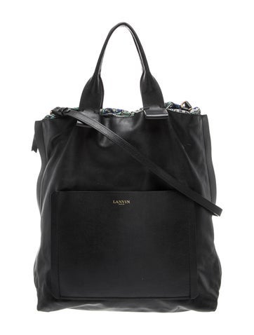 Pre-owned Lanvin Leather Shoulder Bag In Black