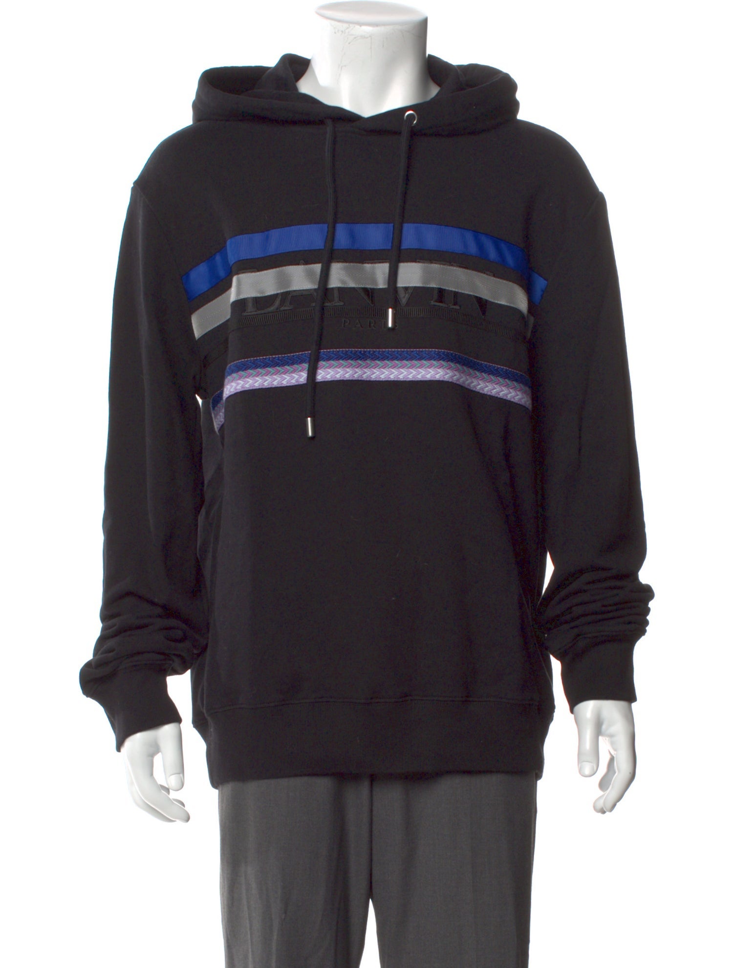 Lanvin Striped V-Neck Hoodie