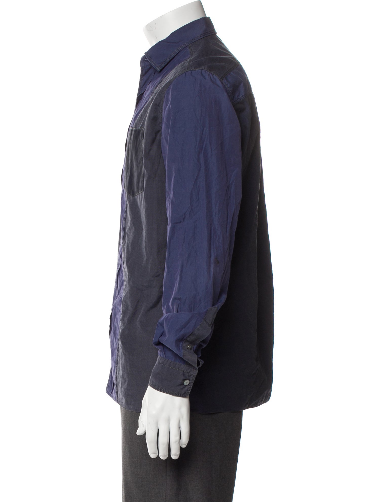 Lanvin Colorblock Pattern Long Sleeve Shirt