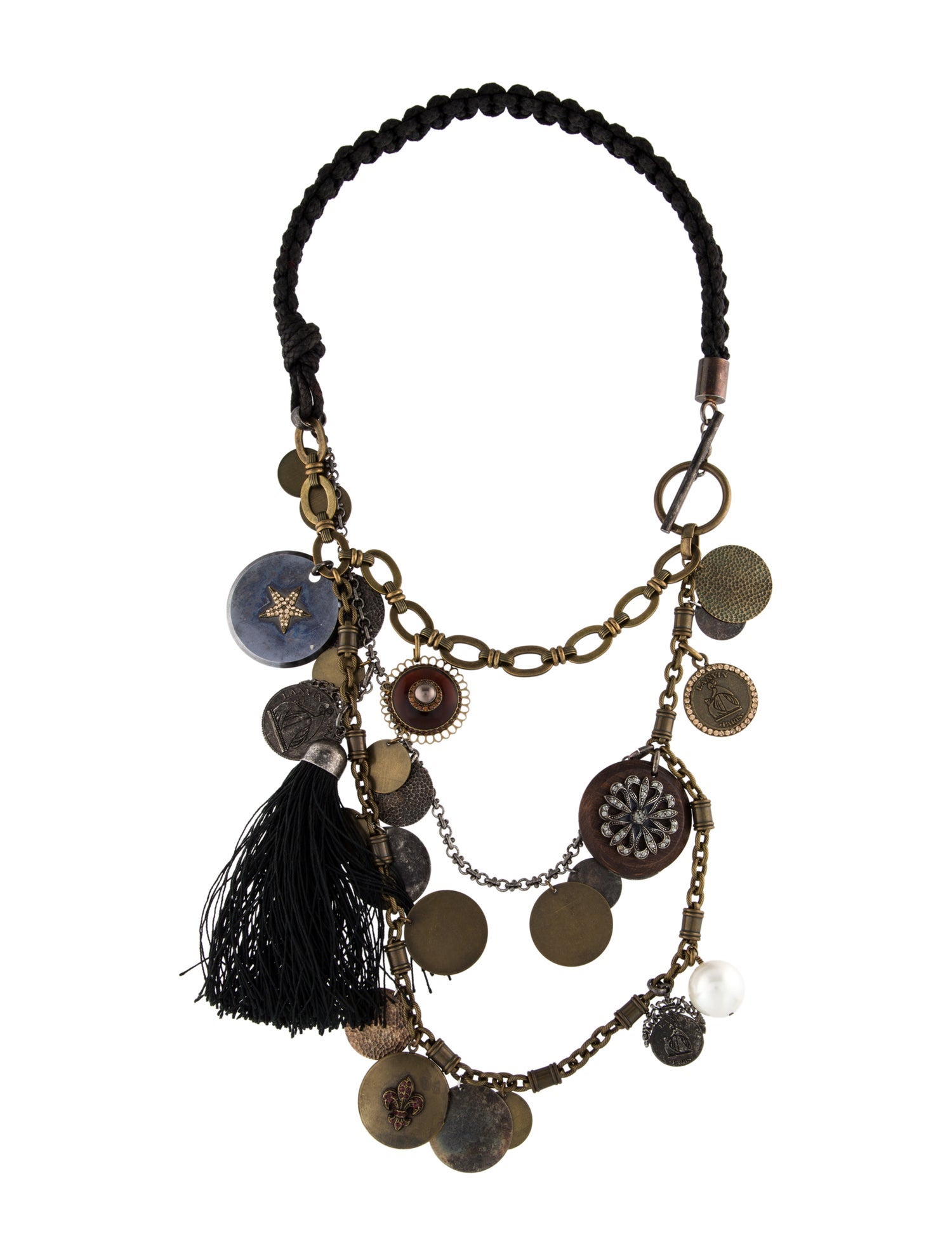 Lanvin Faux Pearl, Crystal & Resin Multistrand Necklace