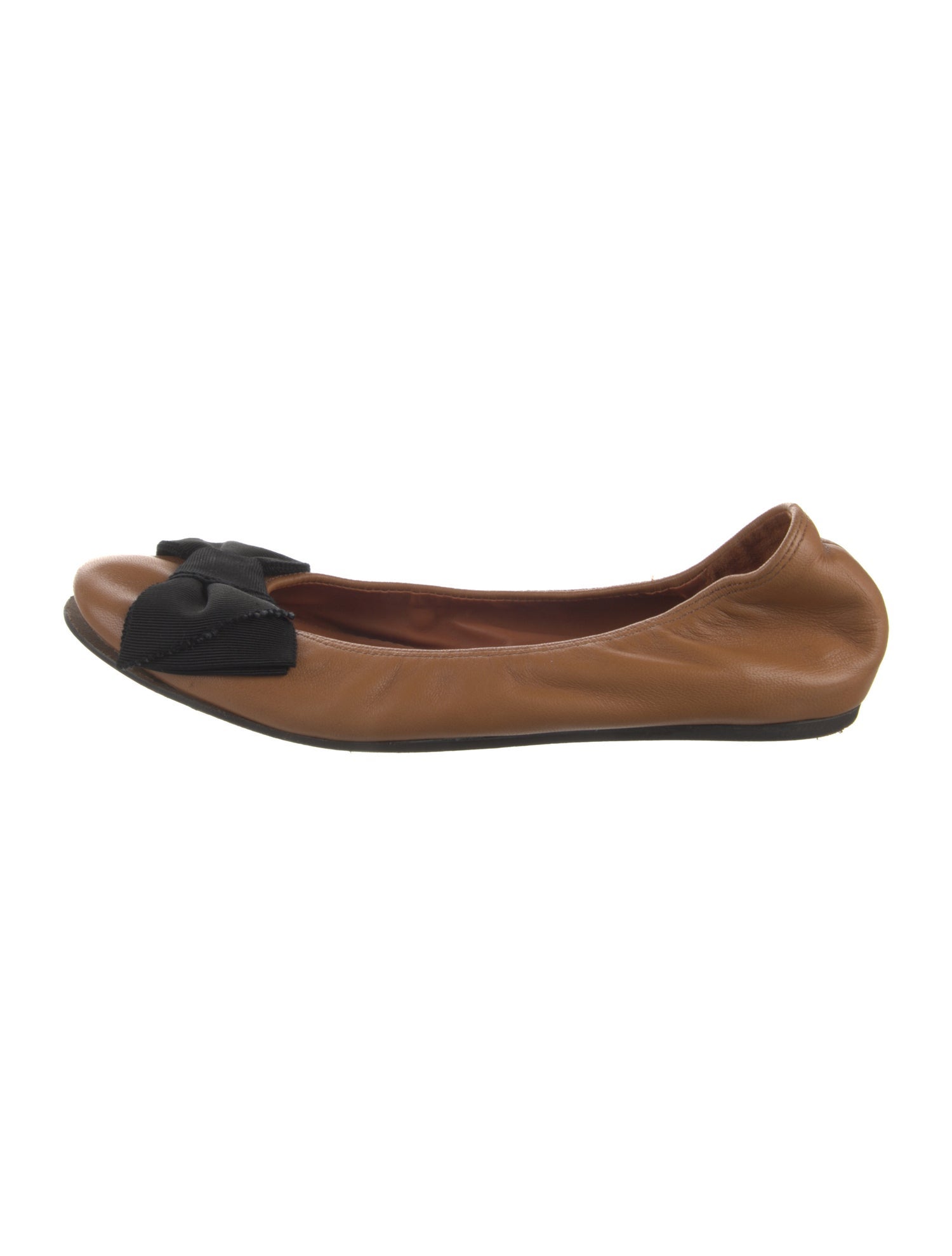 Lanvin Leather Bow Accents Ballet Flats