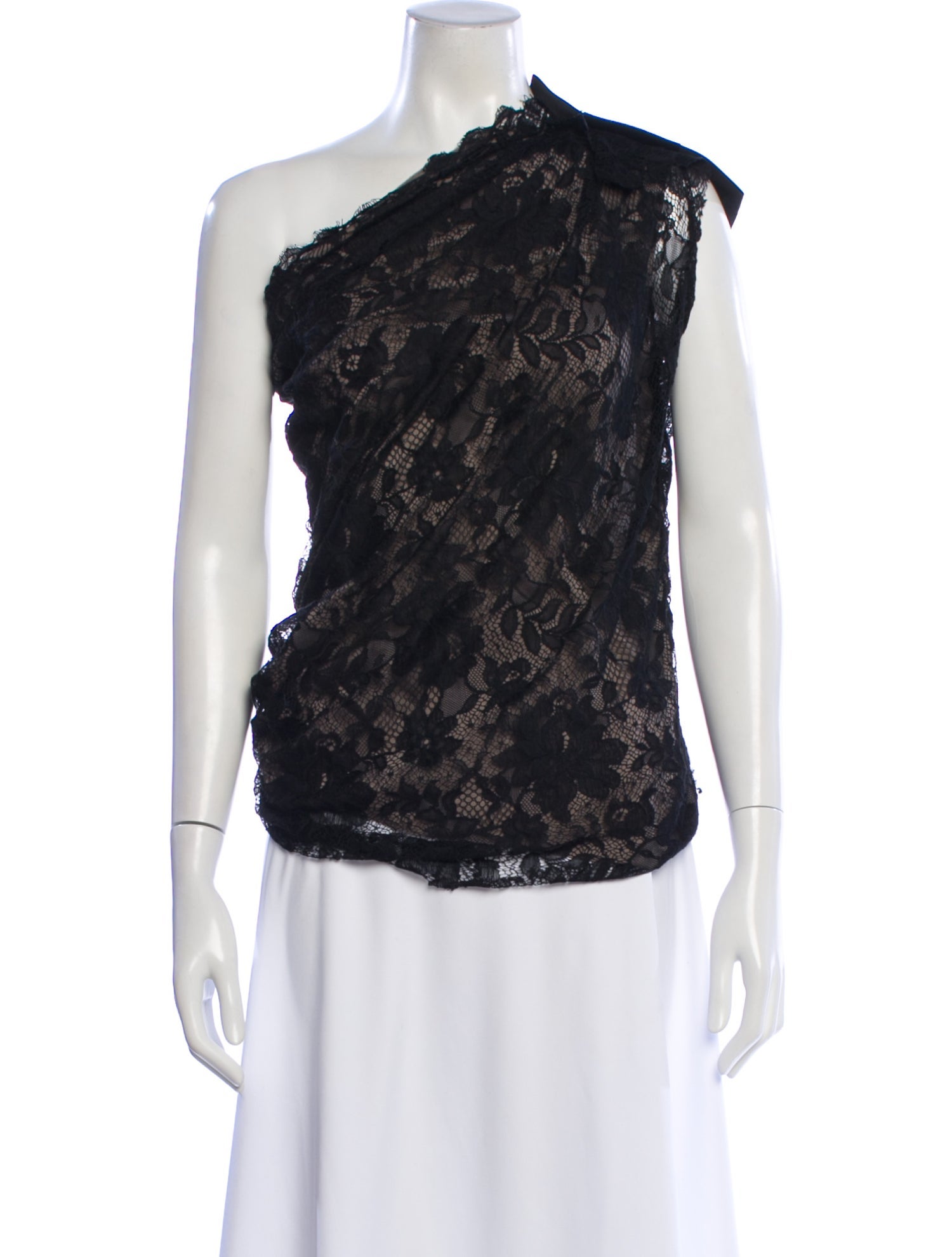 Lanvin Lace Pattern One-Shoulder Top
