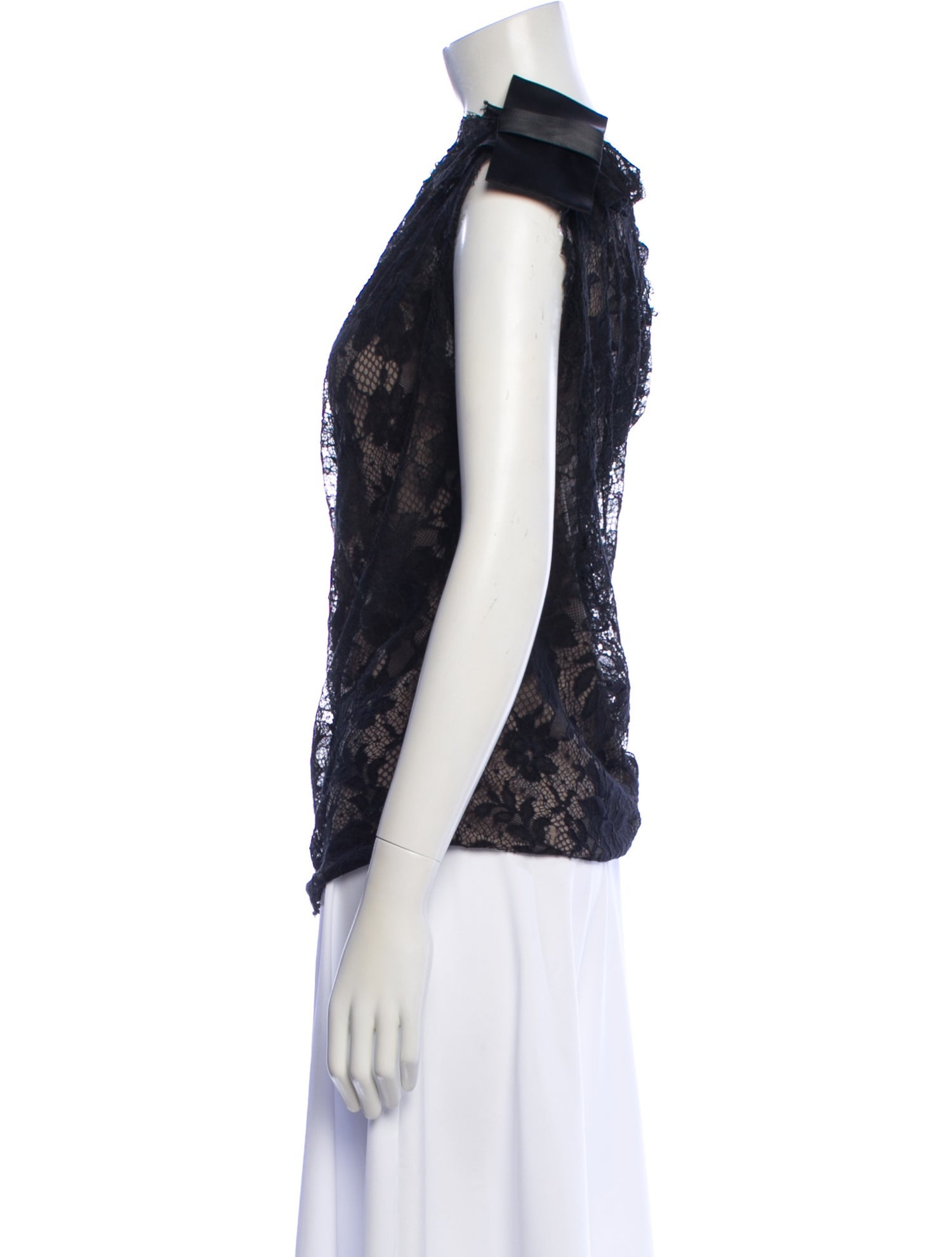 Lanvin Lace Pattern One-Shoulder Top
