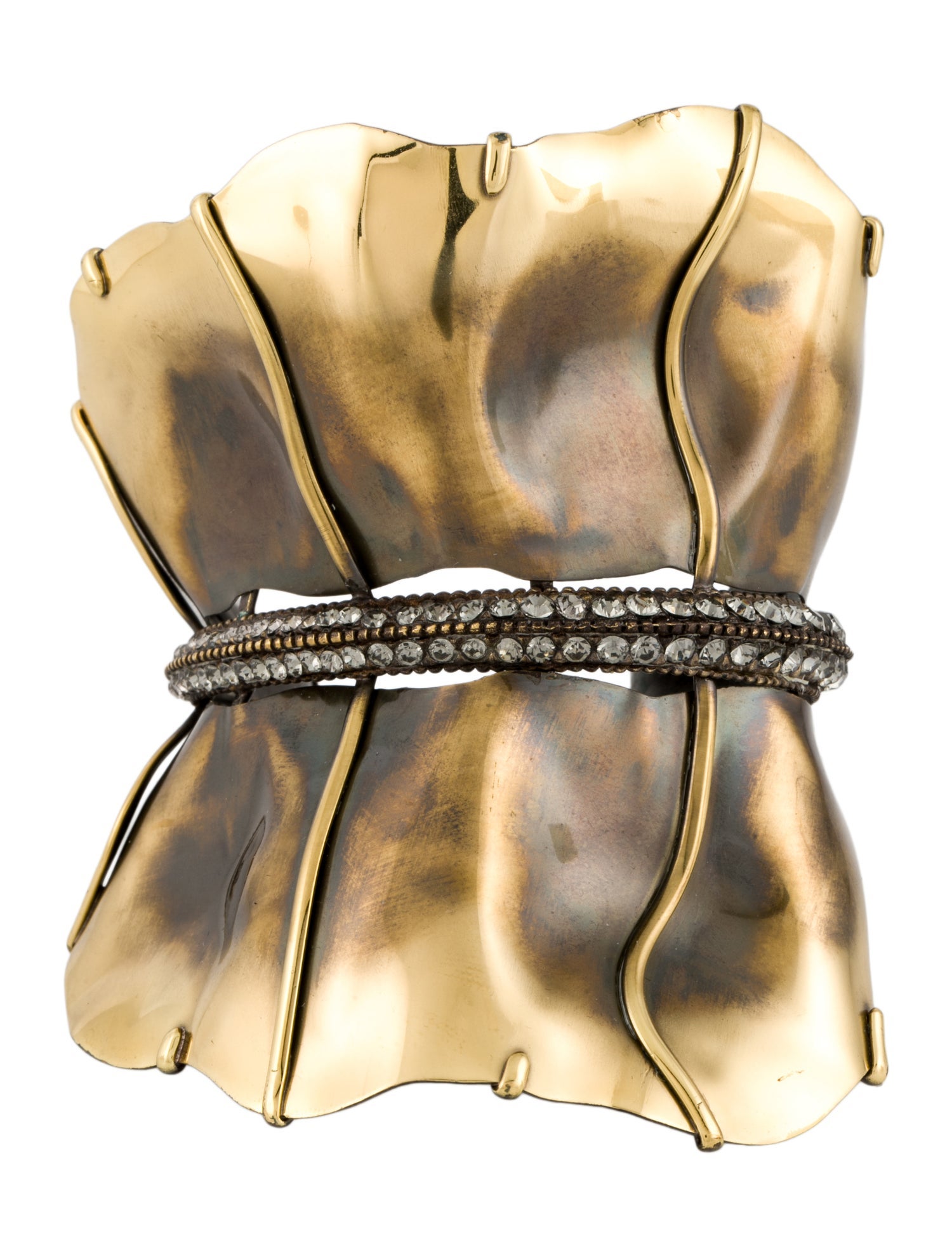 Lanvin Crystal Leaf Cuff Bracelet