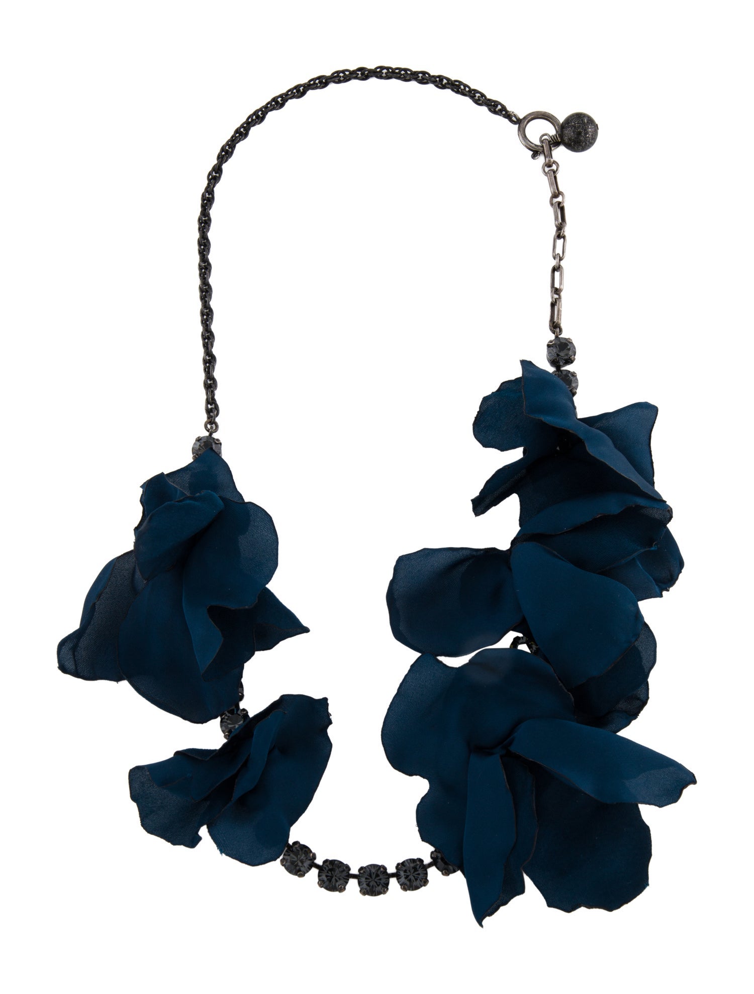 Lanvin Crystal & Chiffon Petals Collar Necklace