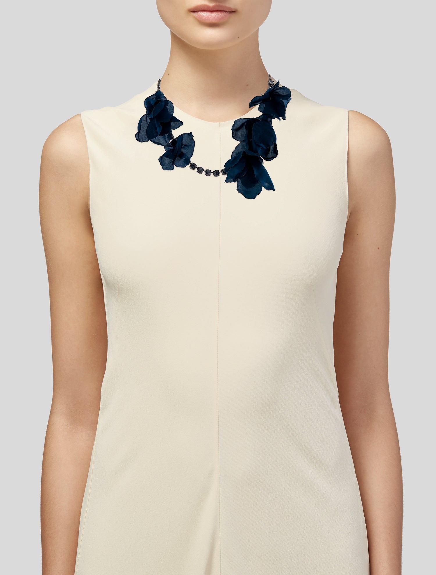 Lanvin Crystal & Chiffon Petals Collar Necklace