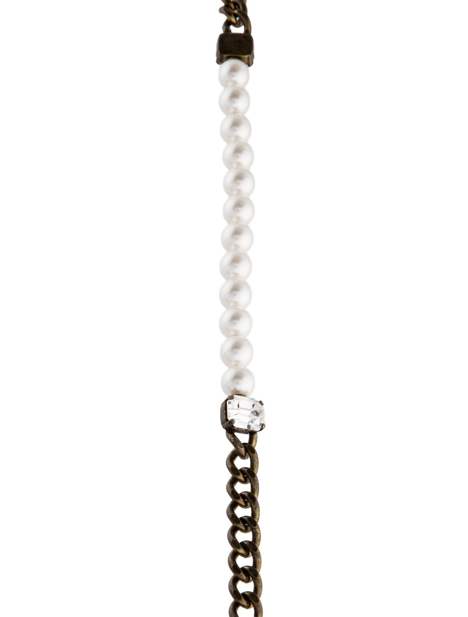 Lanvin Faux Pearl & Crystal Station Necklace