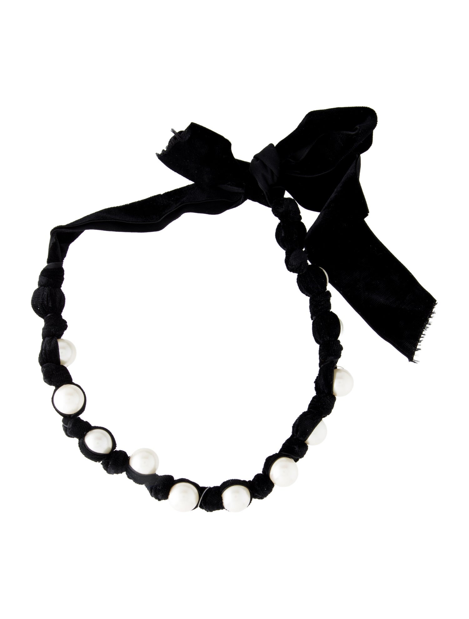 Lanvin Faux Pearl & Ribbon Collar Necklace