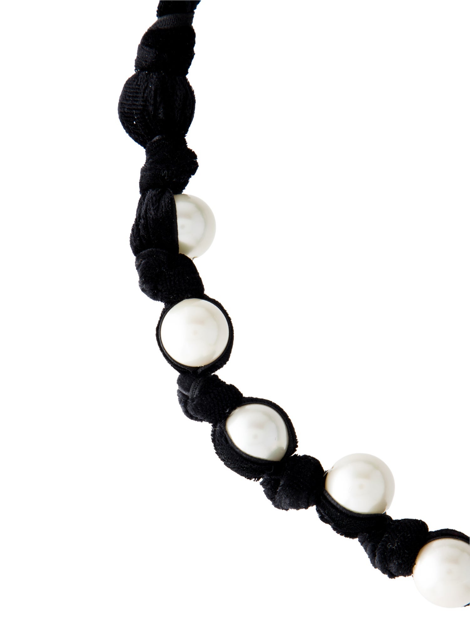 Lanvin Faux Pearl & Ribbon Collar Necklace