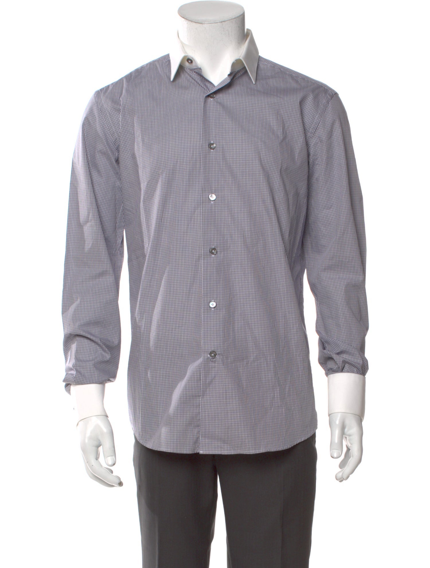 Lanvin Plaid Print Long Sleeve Dress Shirt