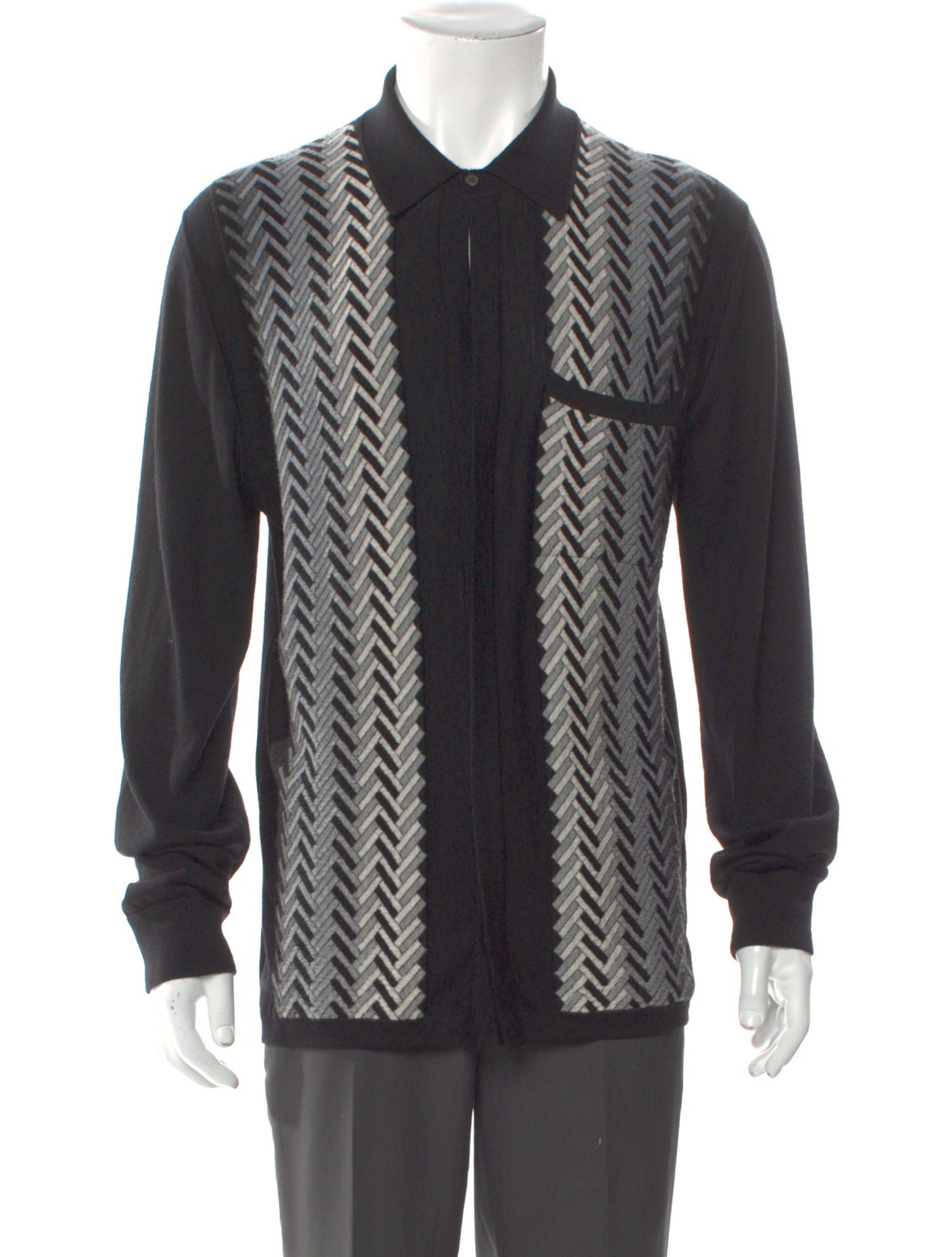 Lanvin Wool Graphic Print Polo Sweater