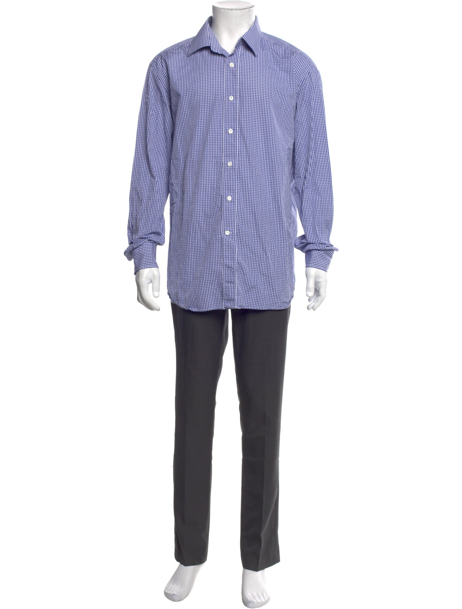Lanvin Plaid Print Long Sleeve Dress Shirt