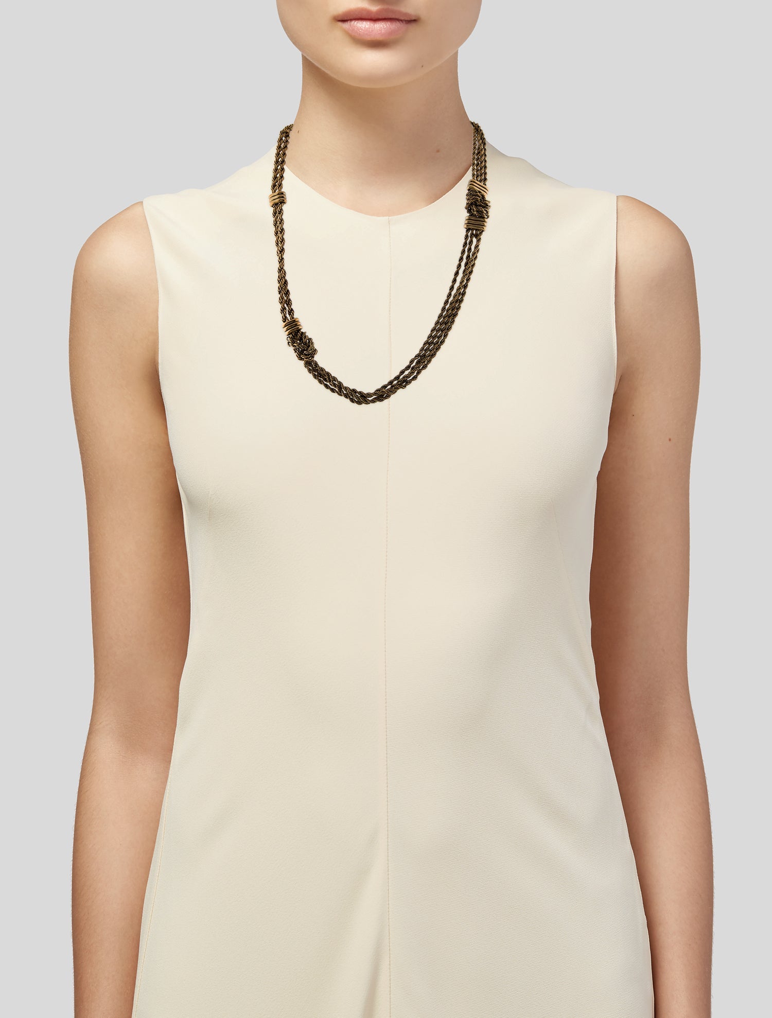 Lanvin Short Knot Chain Double Strand Necklace