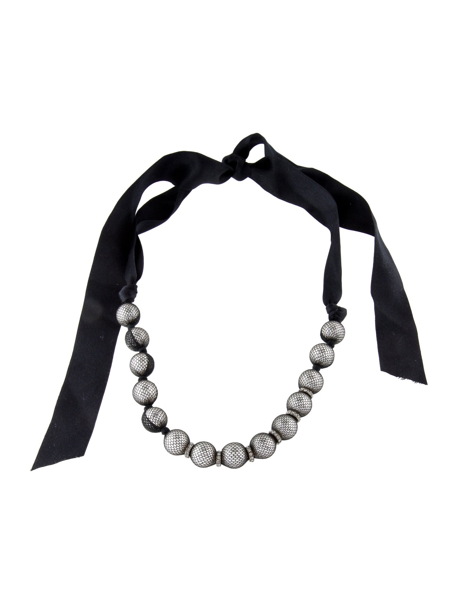Lanvin Faux Pearl, Silk, Crystal & Ribbon Bead Strand Necklace