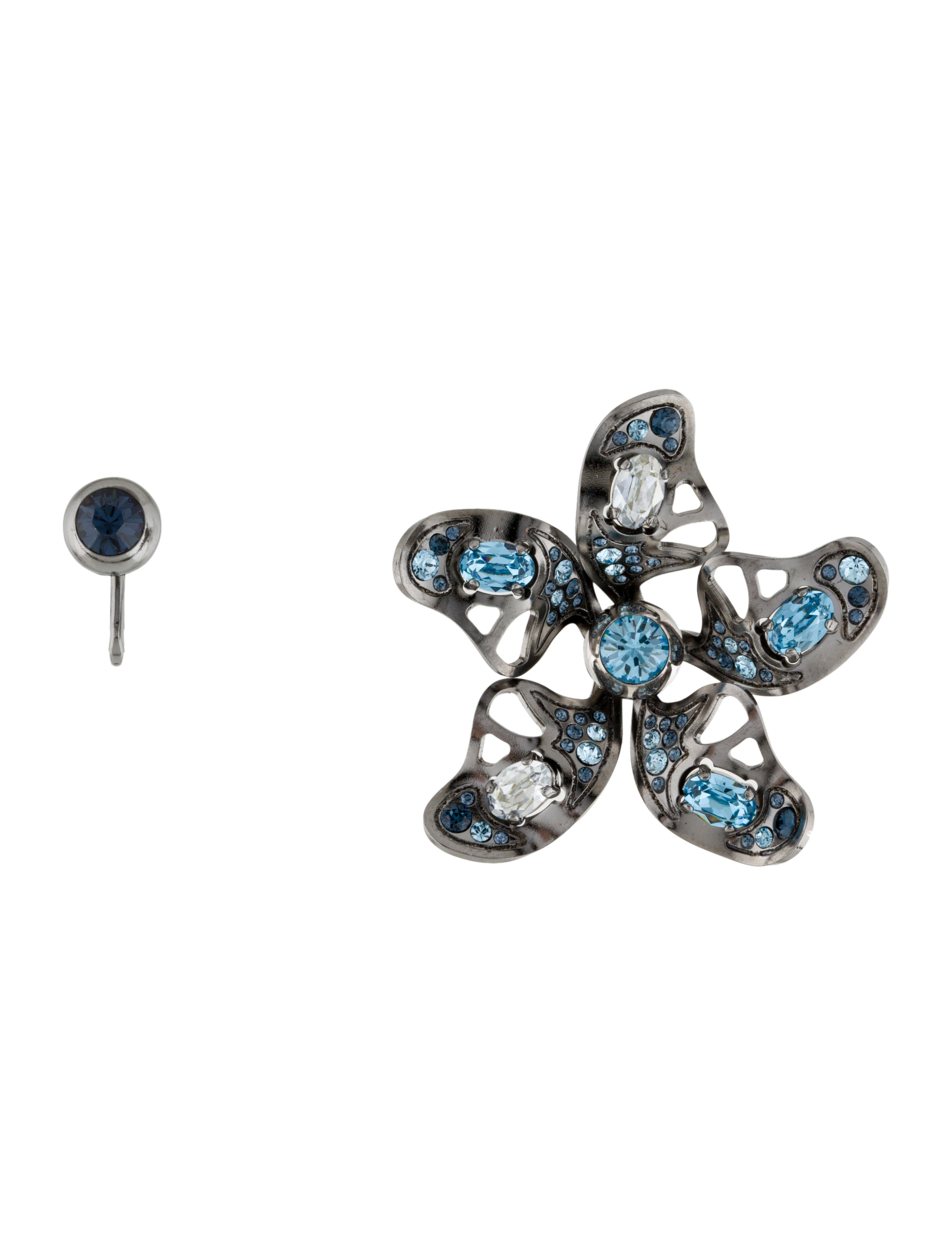 Lanvin Crystal Flower Clip-on Earrings