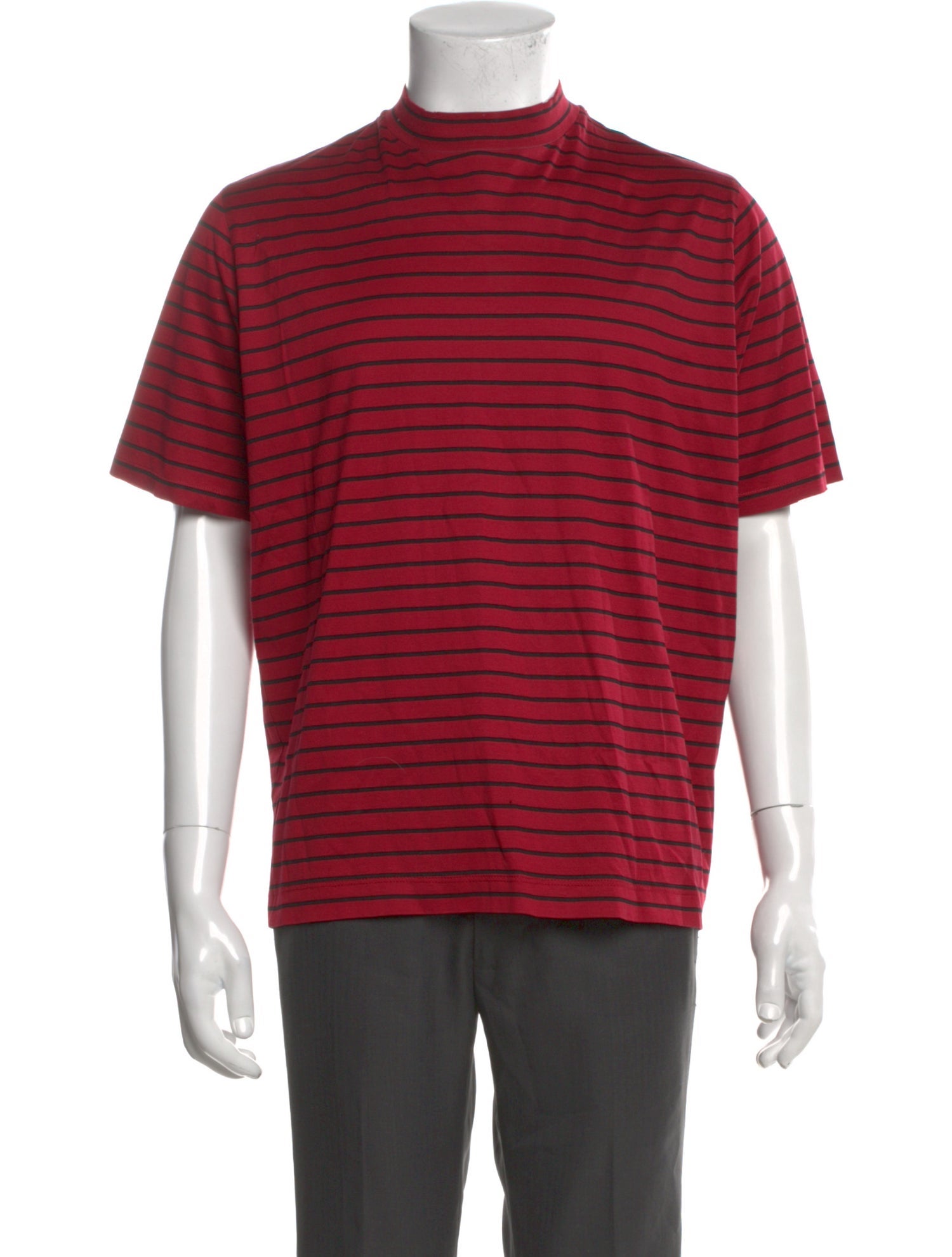 Lanvin Striped Mock Neck T-Shirt