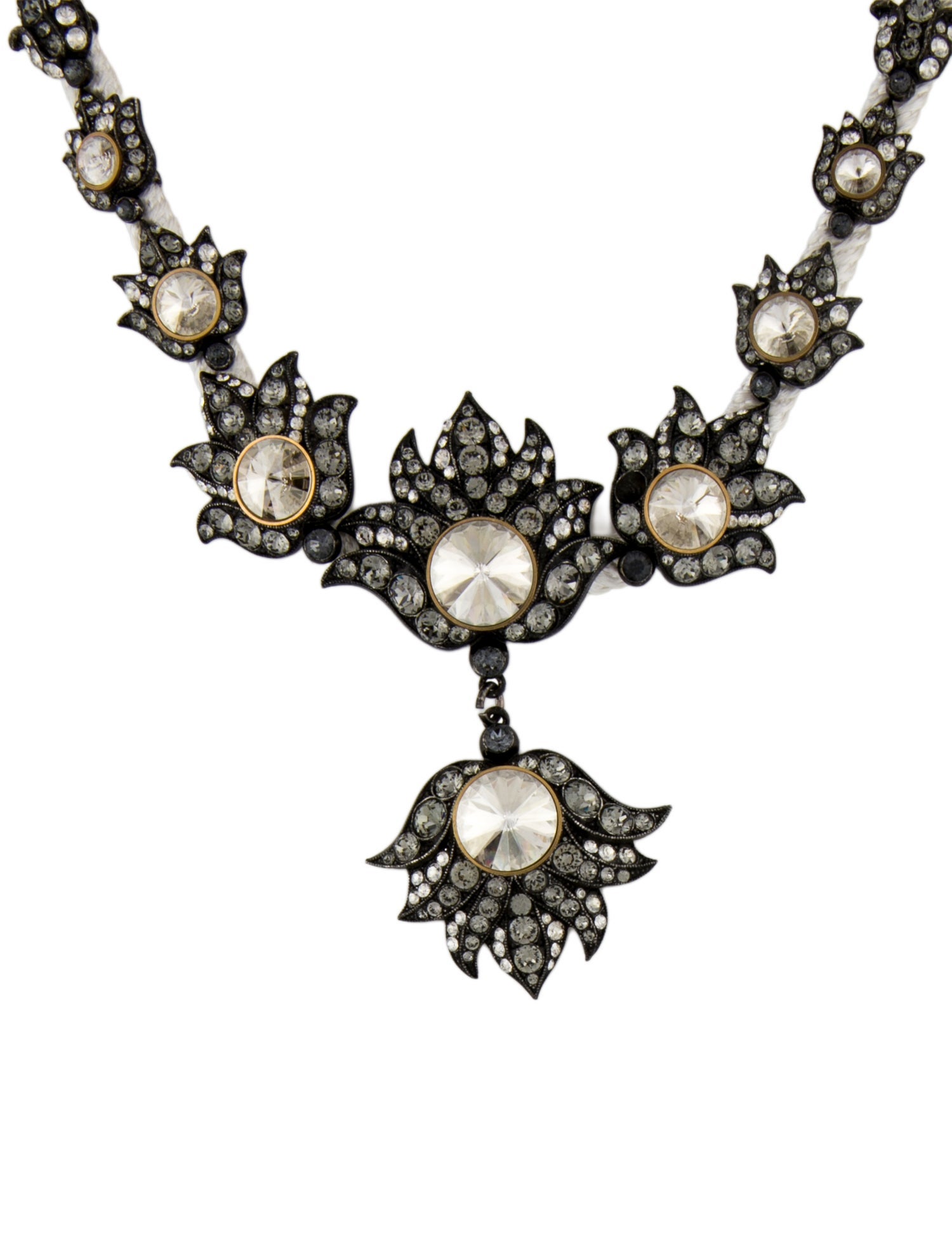 Lanvin Crystal & Ribbon Collar Necklace