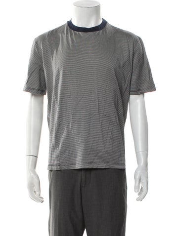 Pre-owned Lanvin Striped Crew Neck T-shirt In Gray