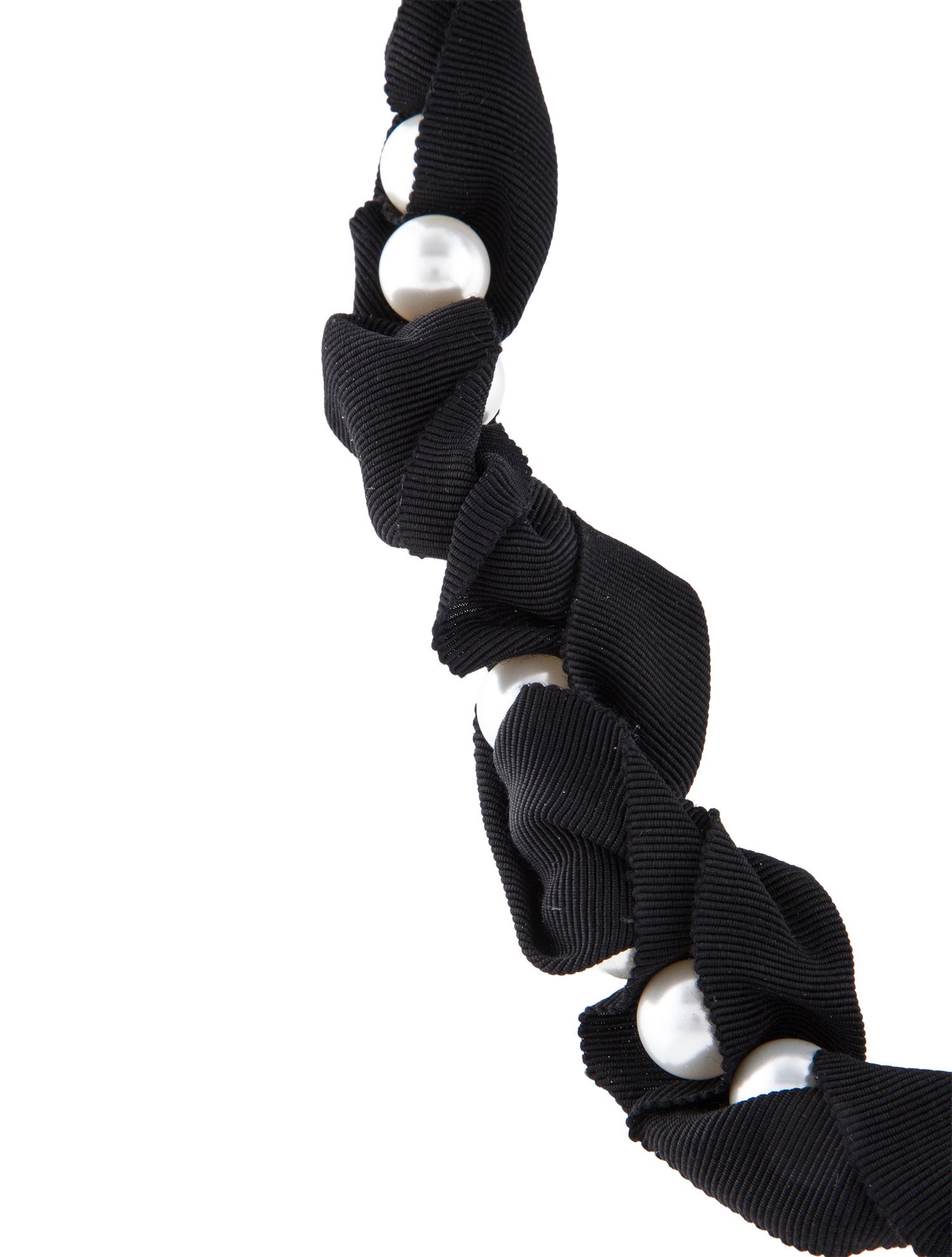 Lanvin Faux Pearl & Ribbon Collar Necklace