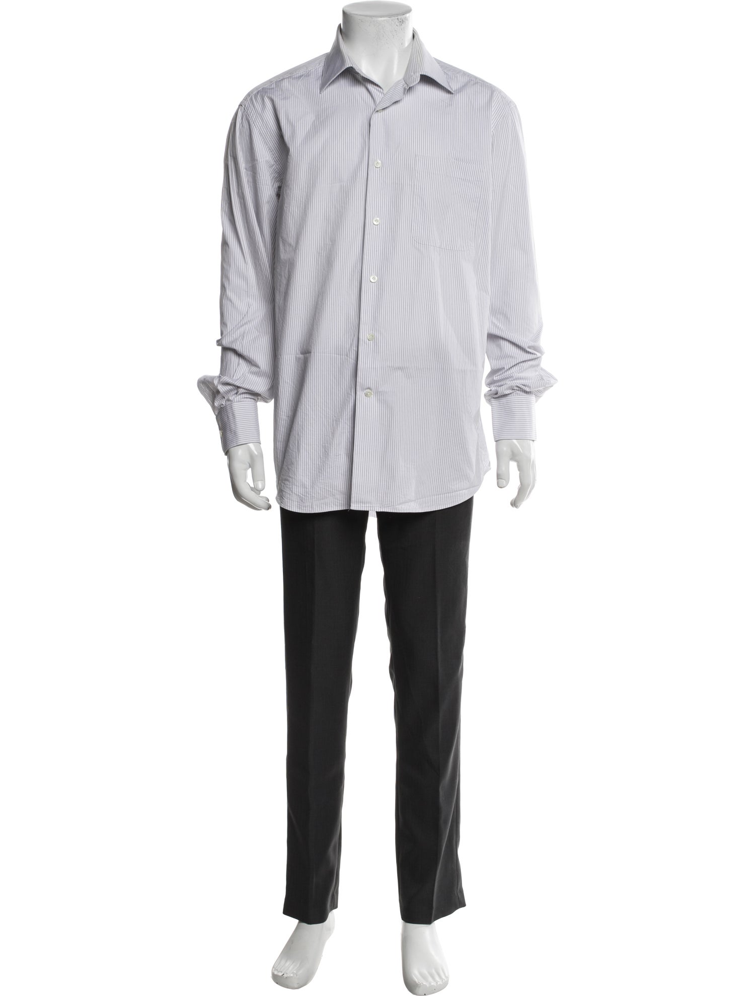 Lanvin Striped Long Sleeve Dress Shirt