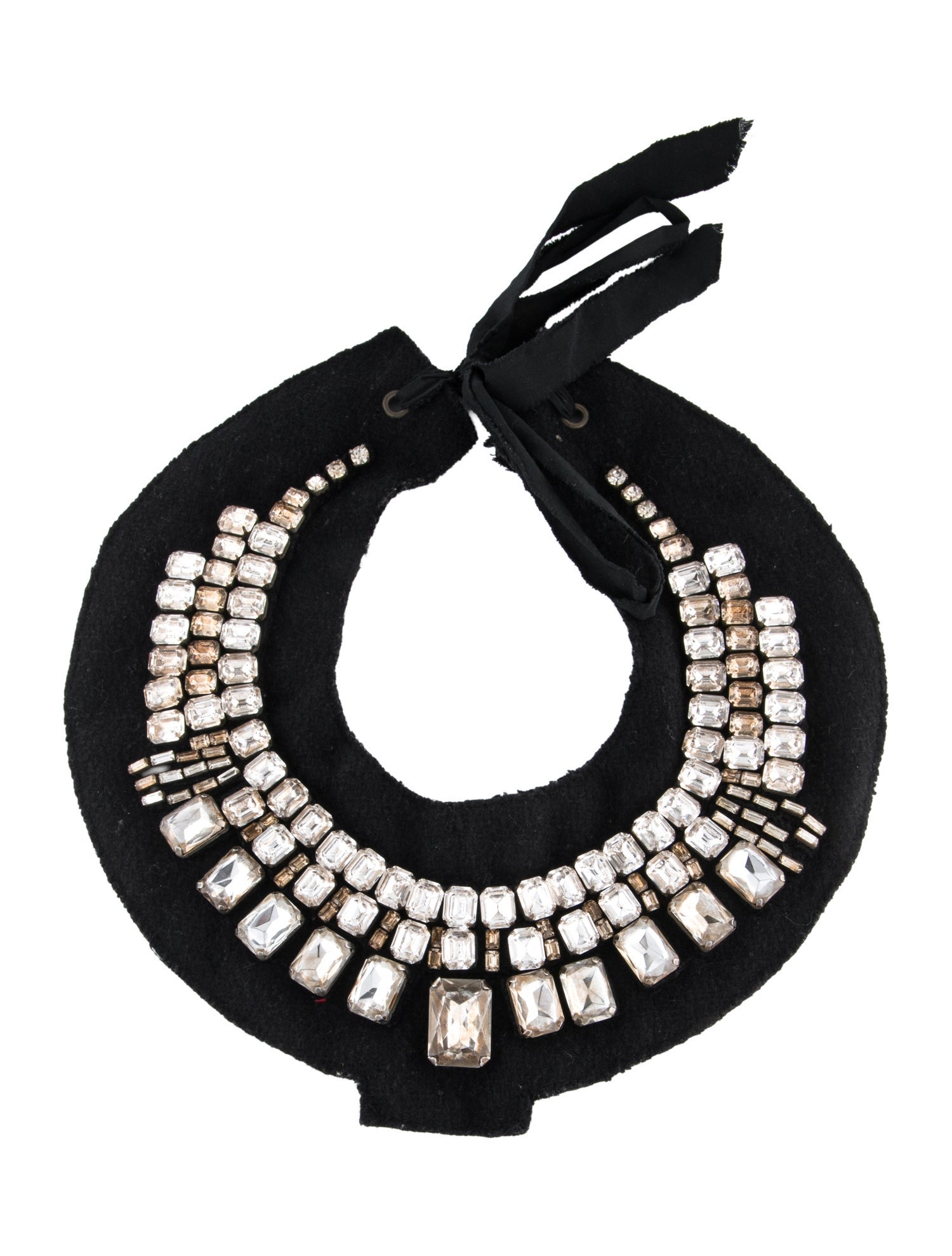 Lanvin Ribbon, Crystal, & Fabric Collar Necklace
