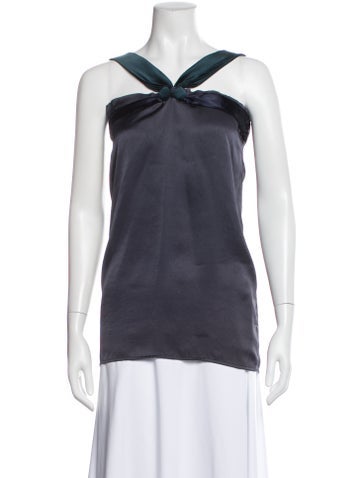 Pre-owned Lanvin Silk Halterneck Top In Blue