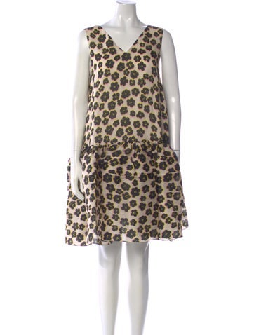 Pre-owned Lanvin Silk Mini Dress In Brown