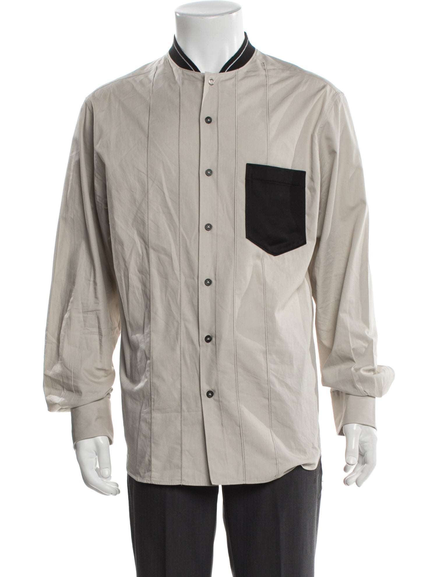 Lanvin Colorblock Pattern Long Sleeve Shirt