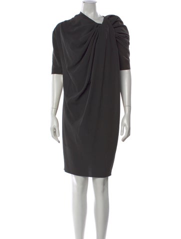 Pre-owned Lanvin Cowl Neck Knee-length Dress In Gray