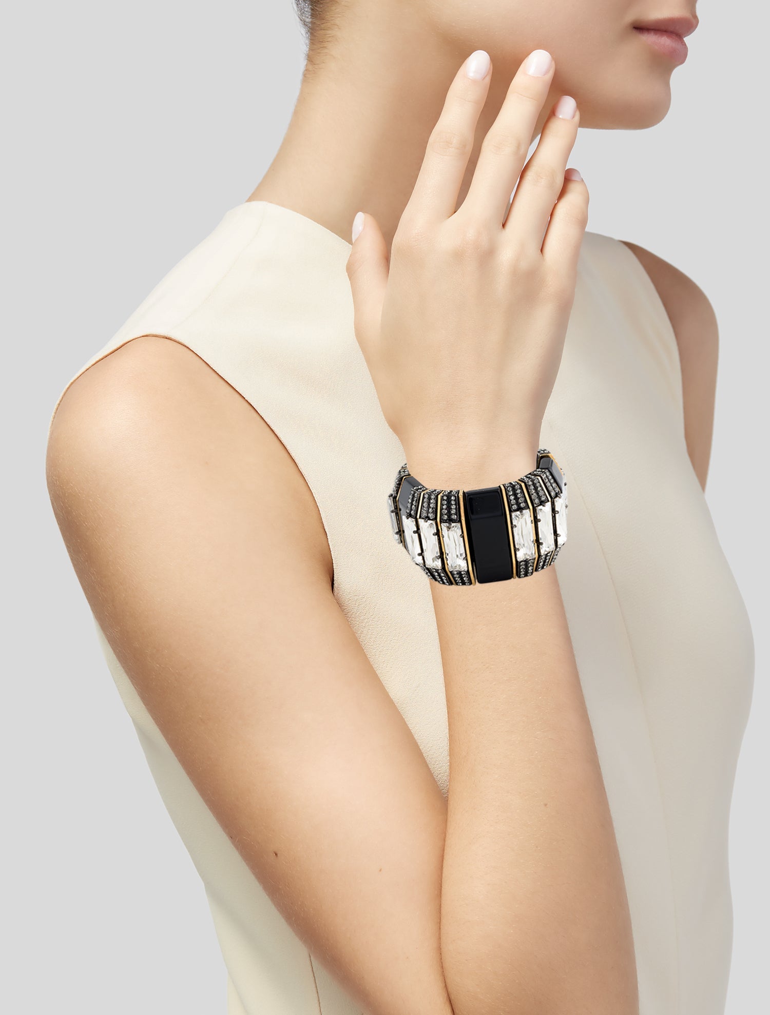 Lanvin Resin & Crystal Victoria Stretch Bangle Bracelet