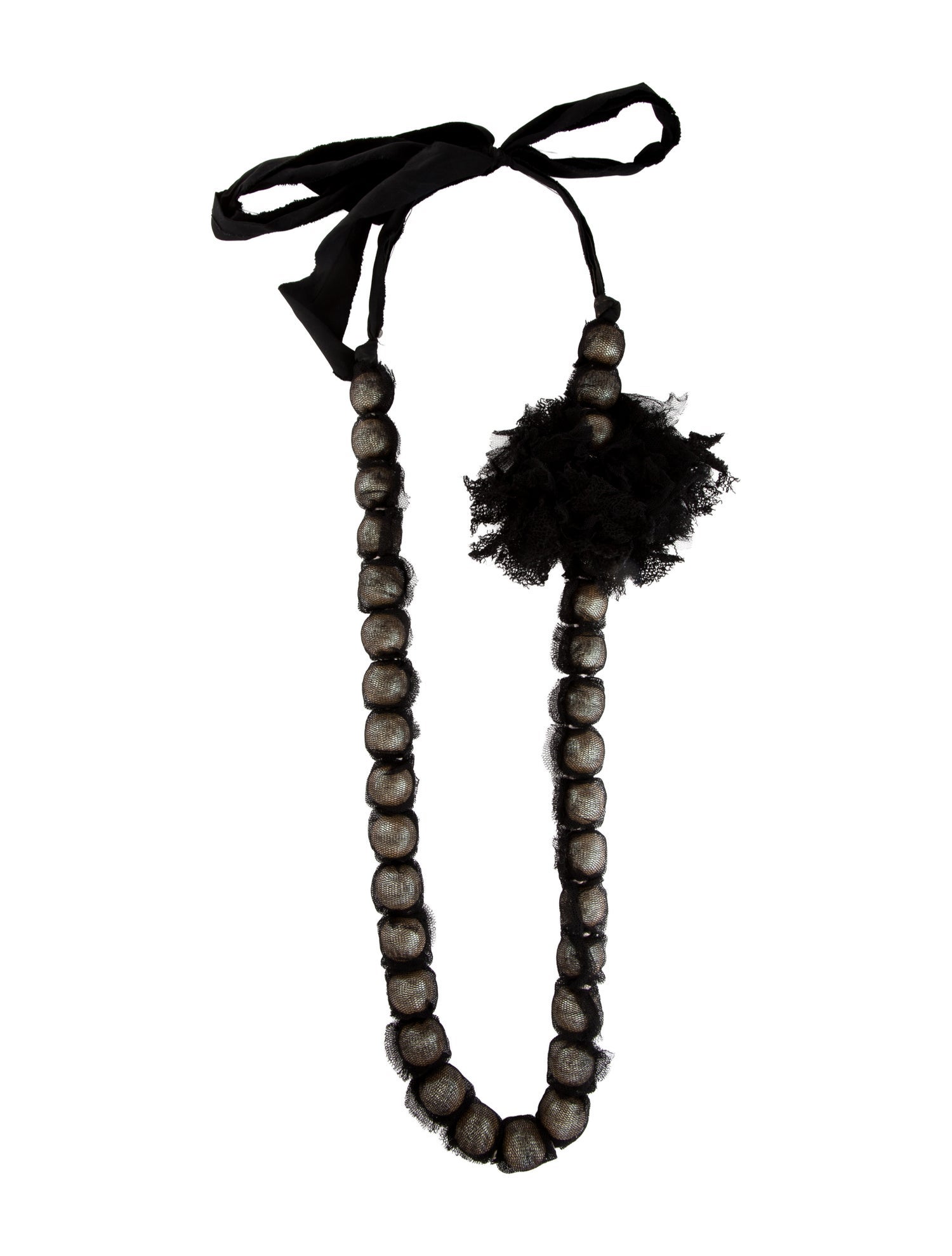 Lanvin Faux Pearl, Crystal, Fabric & Ribbon Bead Strand Necklace