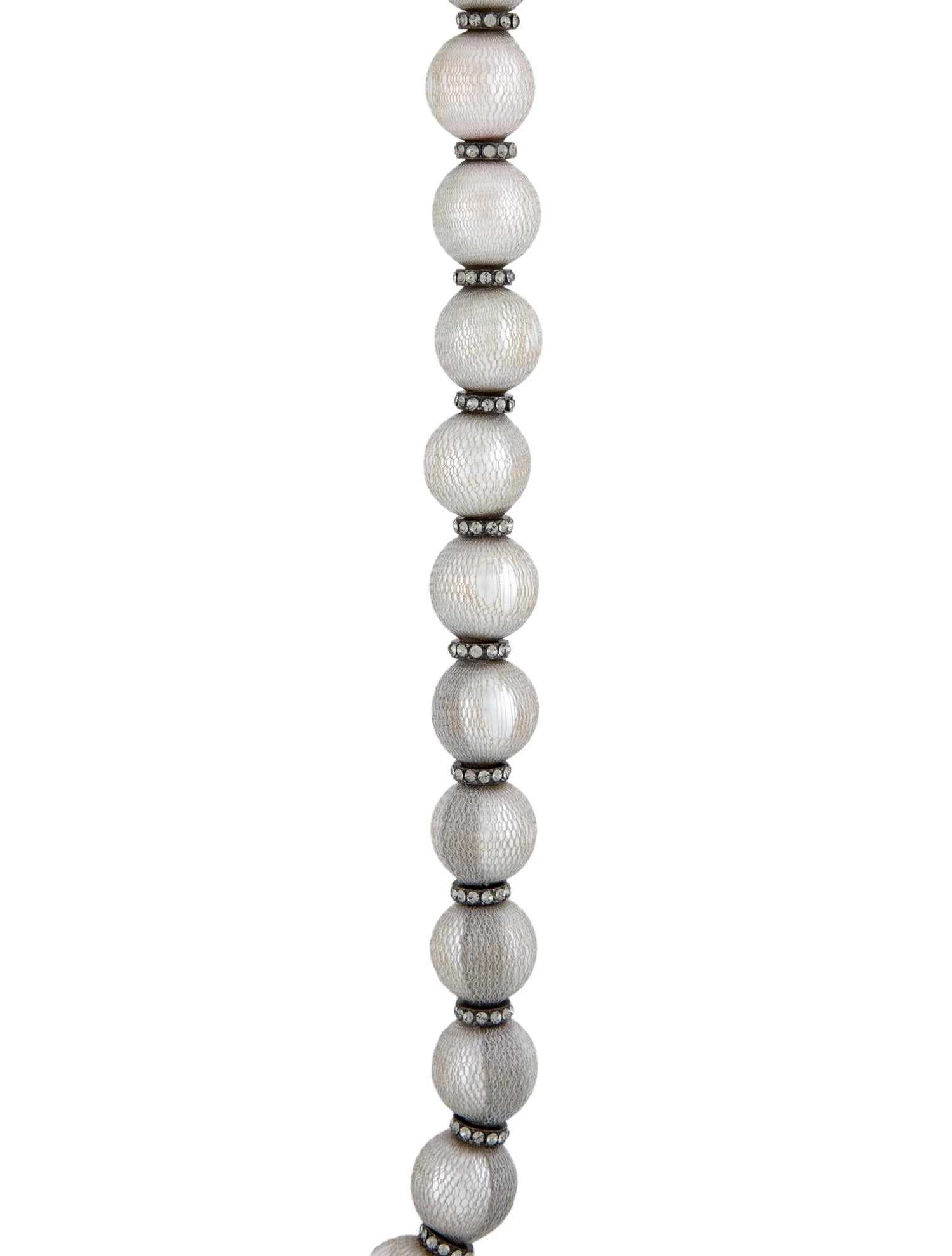 Lanvin Ribbon, Fabric, Faux Pearl & Crystal Station Necklace