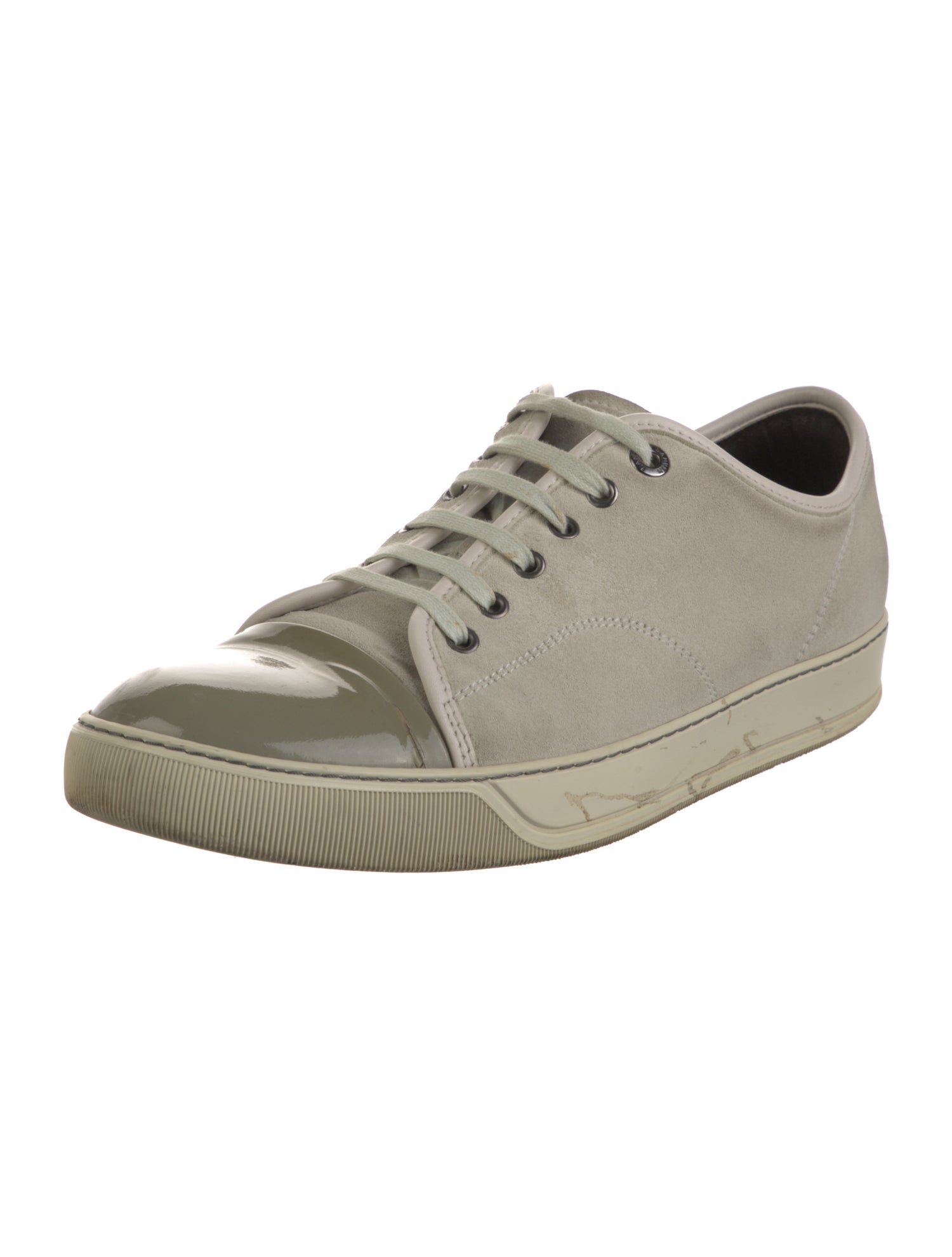 Lanvin Suede Colorblock Pattern Sneakers