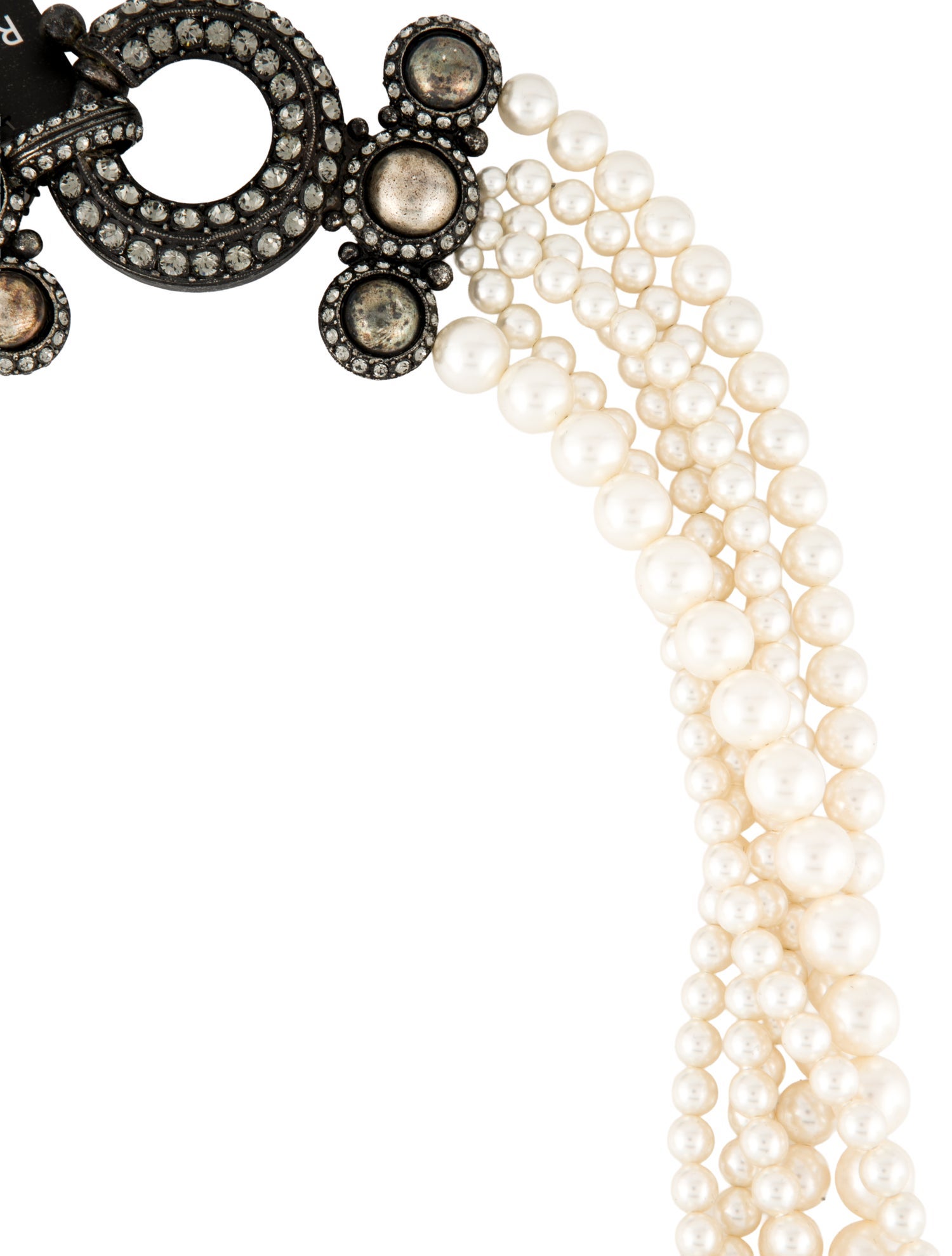Lanvin Faux Pearl & Crystal Multistrand Necklace