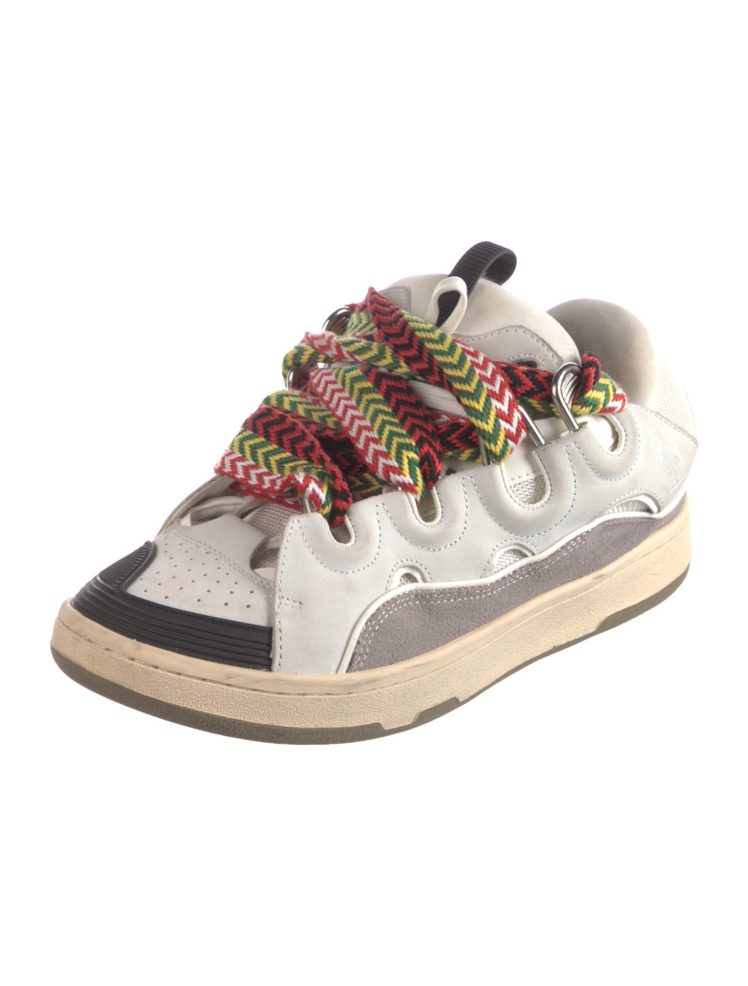 Lanvin Leather Colorblock Pattern Sneakers