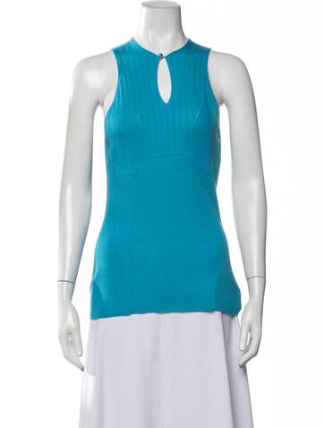 Pre-owned Lanvin Virgin Wool Crew Neck Top W/ Tags In Blue