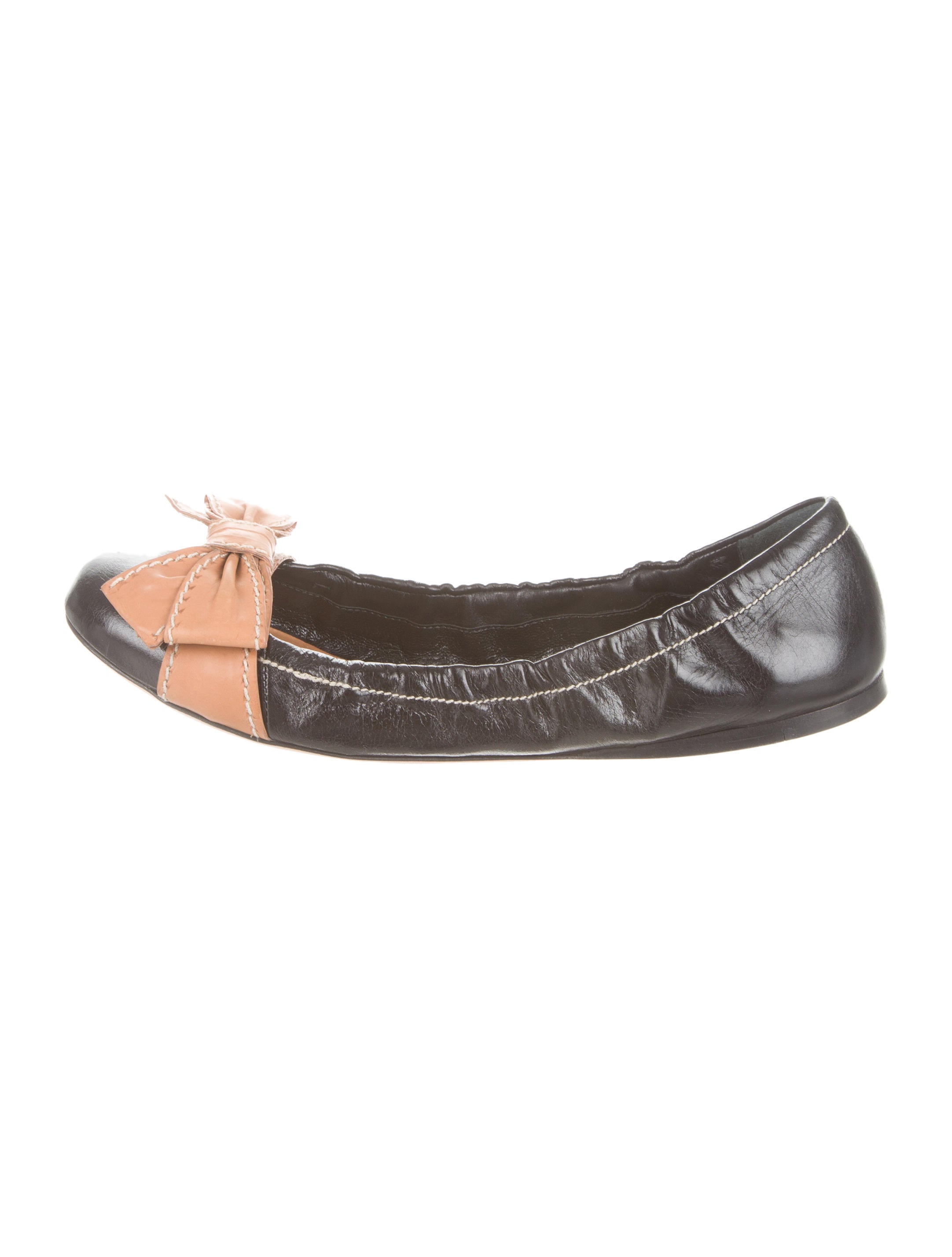 Lanvin Leather Bow Flats Shoes LAN37555 The RealReal