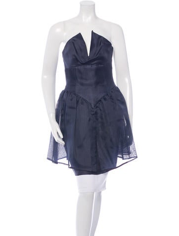 Lanvin Strapless Pleat-Accented Tunic