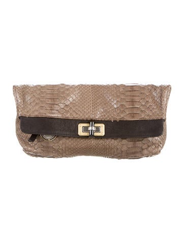 Lanvin Python & Suede Clutch