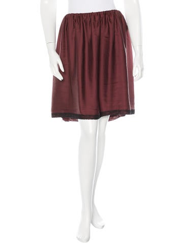 Lanvin Satin Lace-Trimmed Skirt