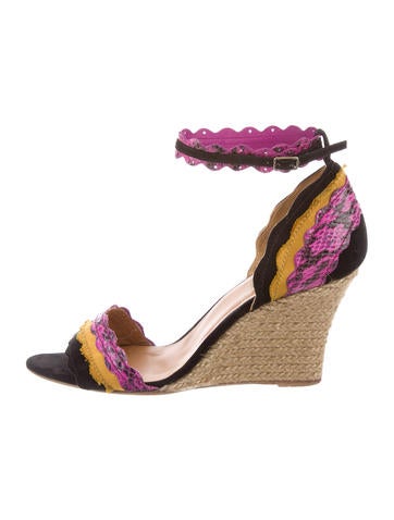 Lanvin Snakeskin Ankle Strap Wedges