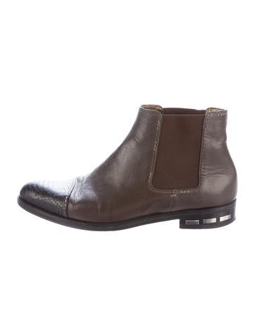 Lanvin Leather Cap-Toe Ankle Boots