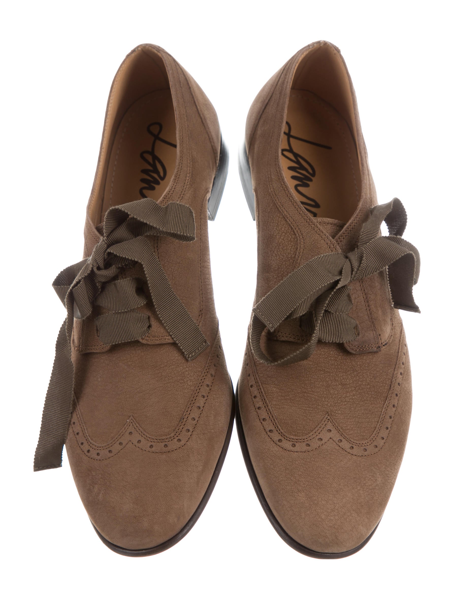 Lanvin Nubuck Round-Toe Oxfords - Shoes - LAN54413 | The RealReal