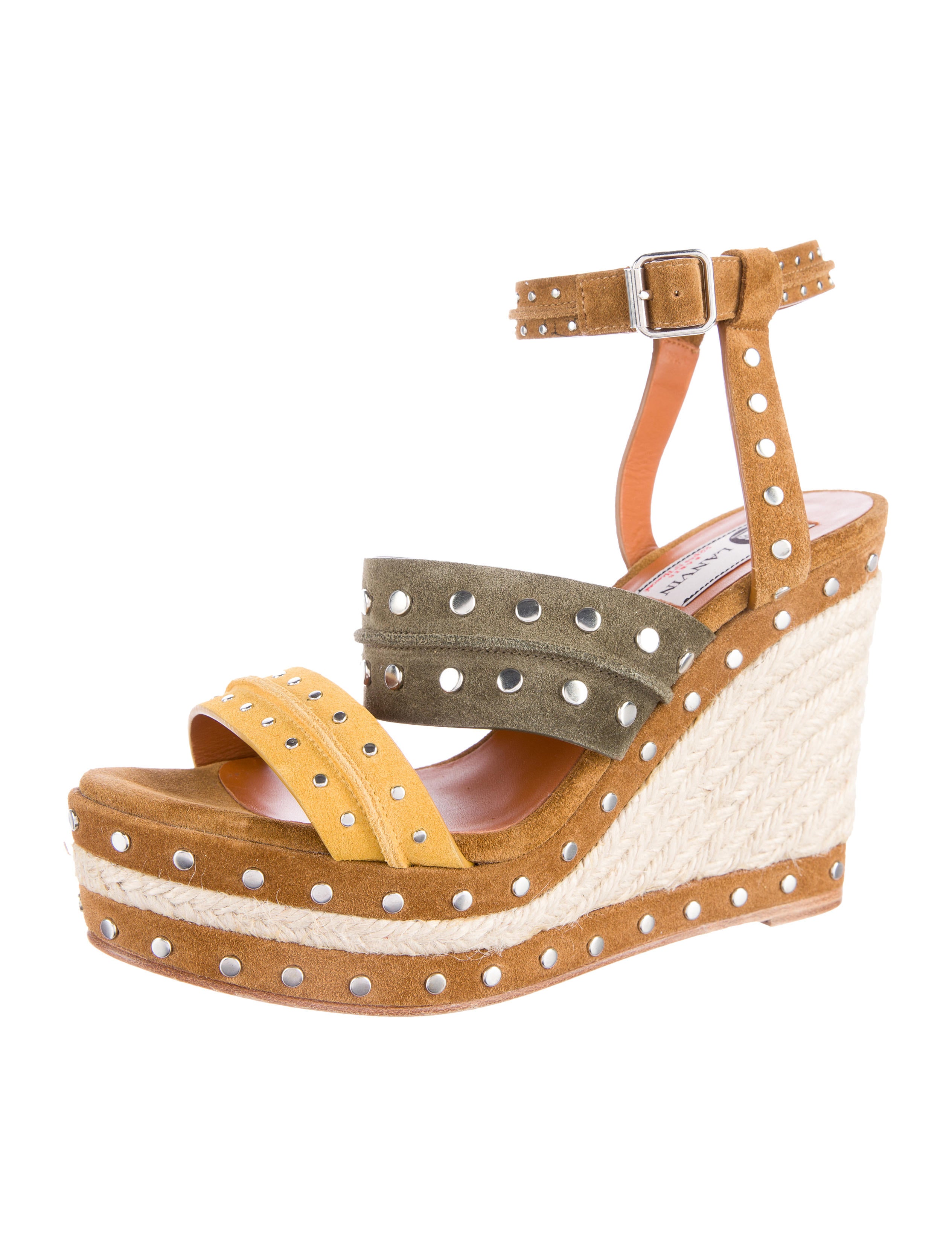 Lanvin StudEmbellished Espadrille Wedges Shoes LAN59102 The RealReal